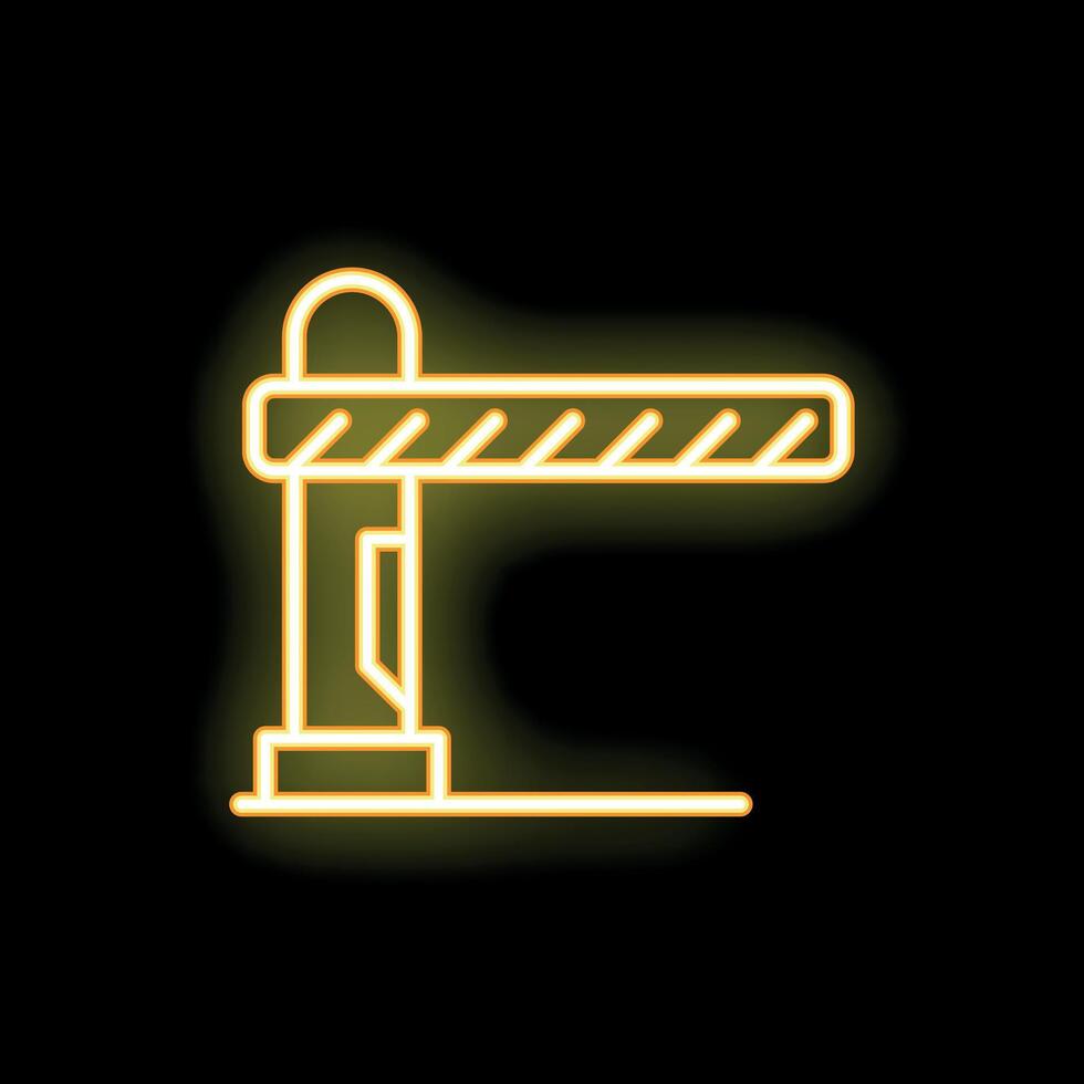 Glowing neon line closed barrier gate icon isolated on black background illustration vector