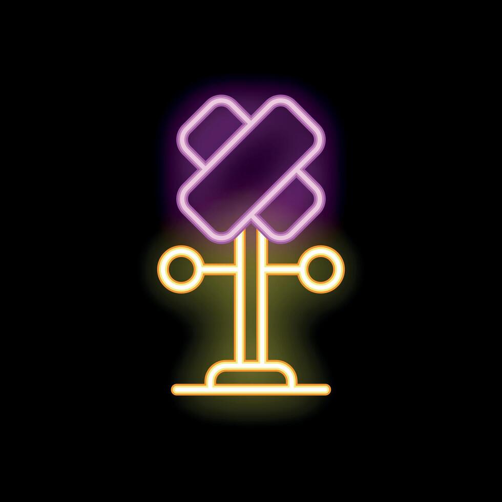 Neon sign showing direction sign with empty plates for text on black background vector