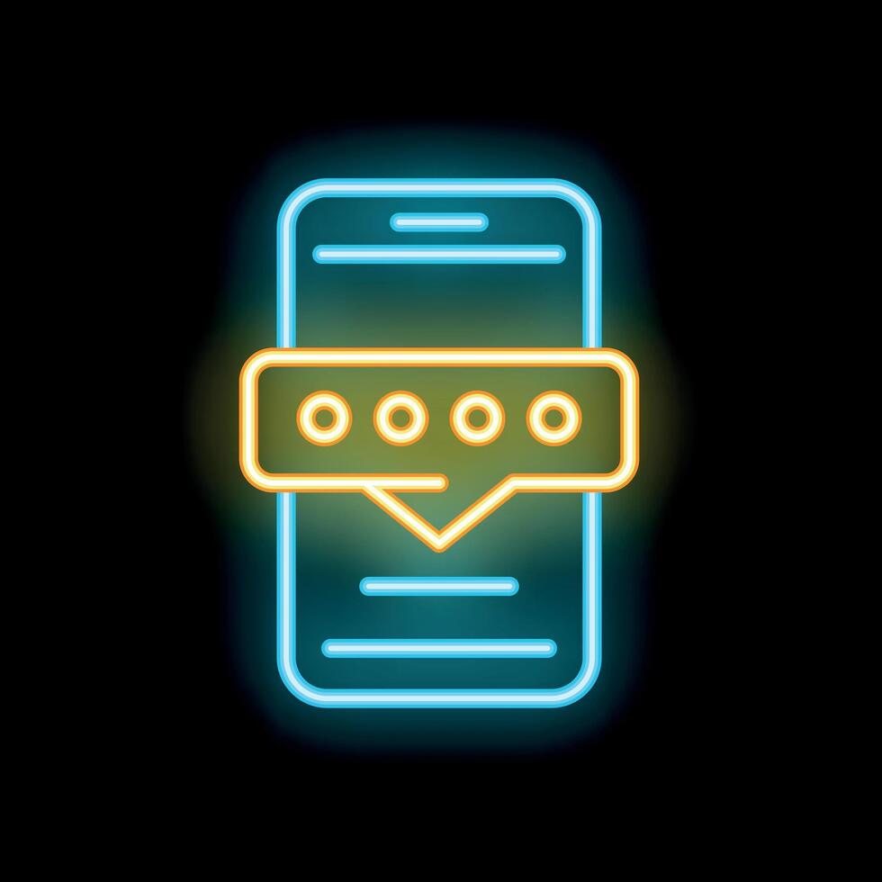 Neon icon of smartphone showing user password in chat bubble vector