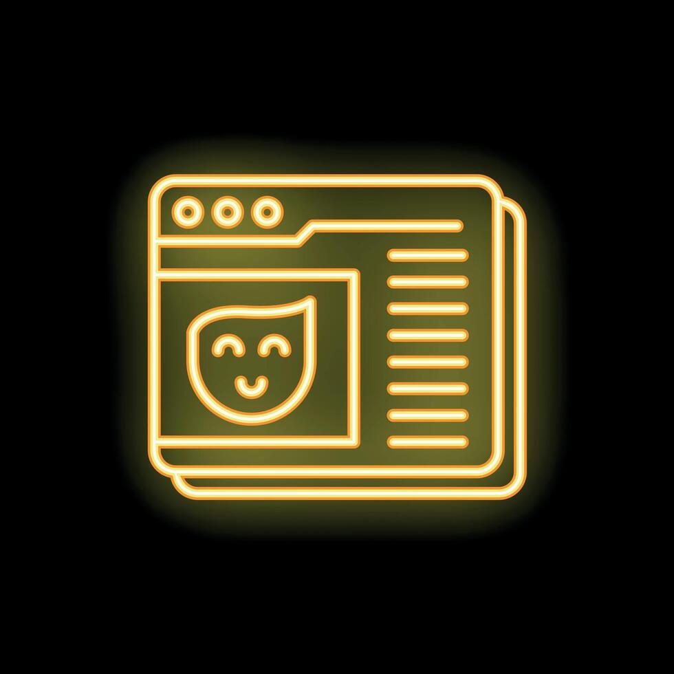 Neon icon of website showing customer satisfaction rating vector