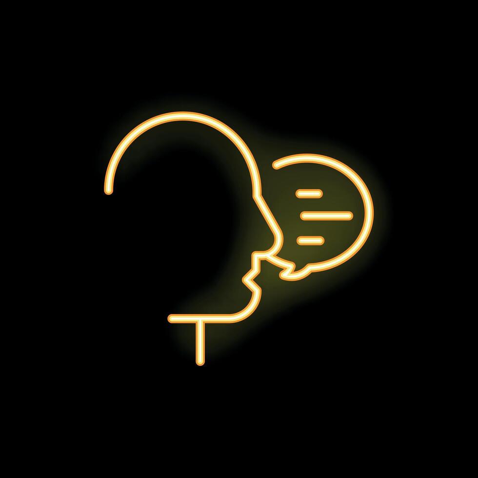 Neon sign showing a person talking and communicating vector
