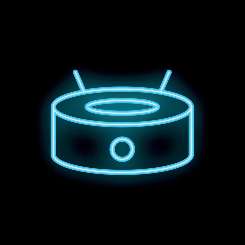 Neon icon of smart speaker assistant listening for voice command vector