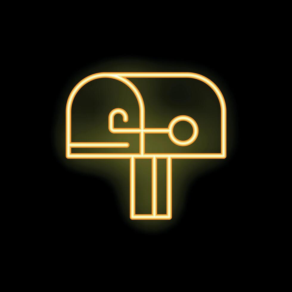 Yellow neon mailbox icon glowing on black background vector