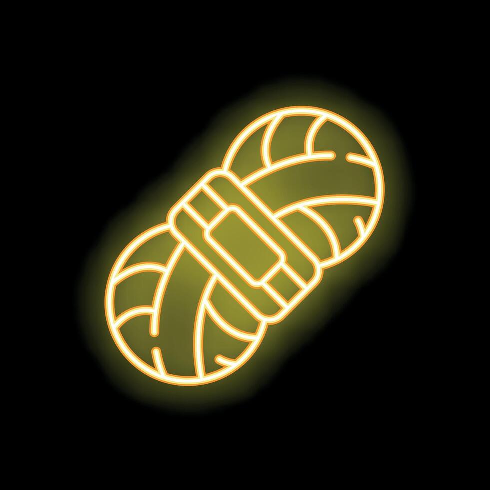 Neon yellow yarn ball with clasp icon on black background vector