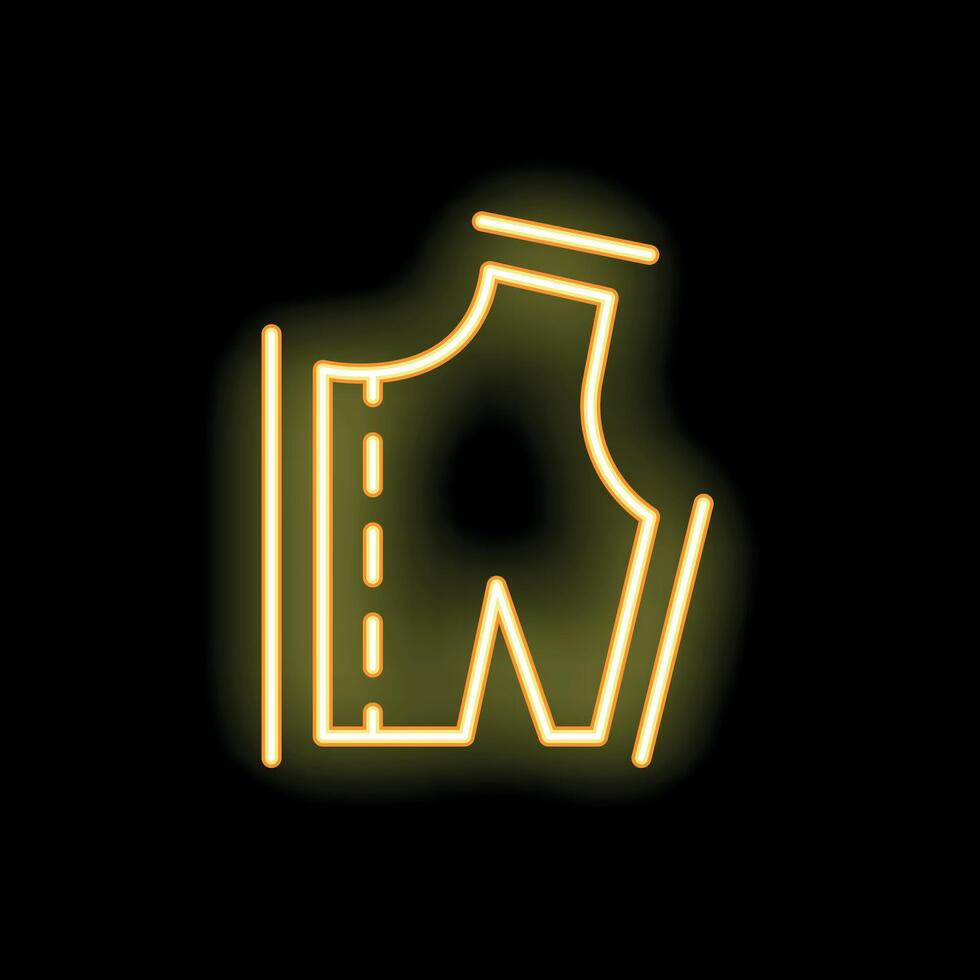 Neon sewing pattern icon glowing on black background vector
