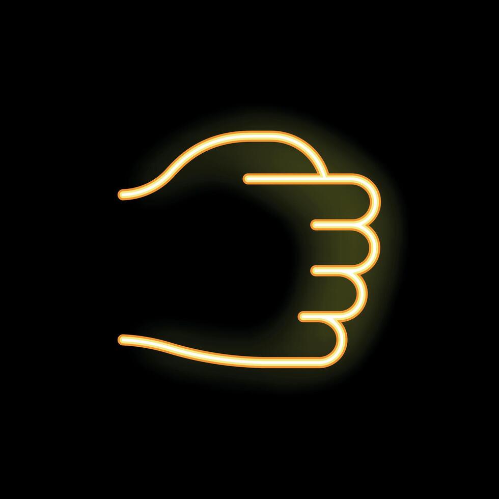 Neon style icon of hand holding small object vector