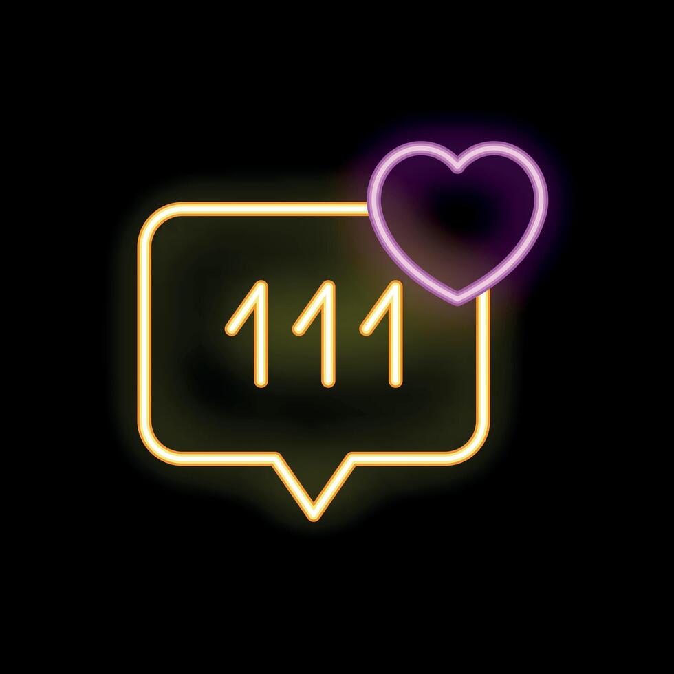 Neon like counter showing one hundred and eleven likes vector