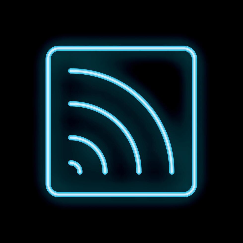 Neon wifi symbol glowing on dark background vector