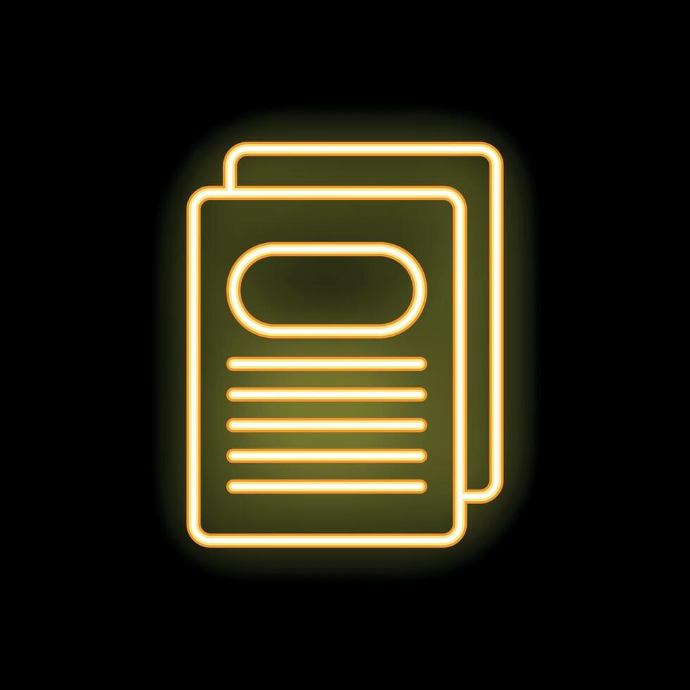 Neon icon of three documents symbolizing bureaucracy vector