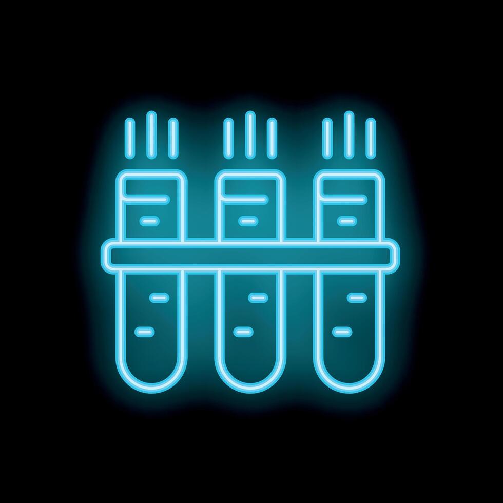 Neon icon of test tubes heating up in a lab vector