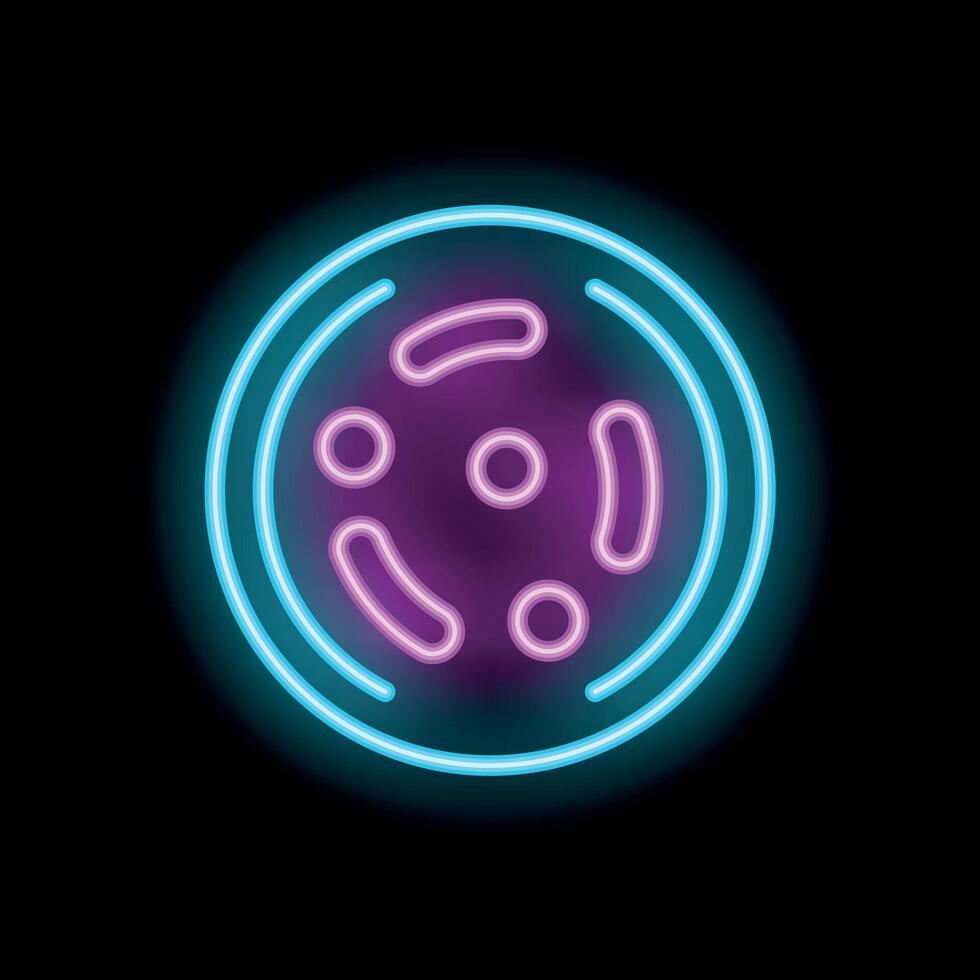 Neon sign representing bacteria virus or generic microorganism growing and spreading vector