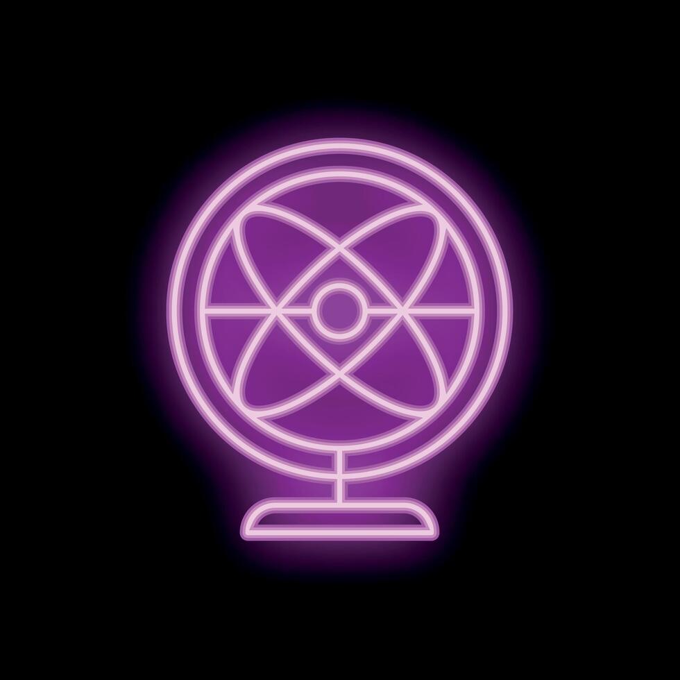 Neon atom symbol shining on black background vector
