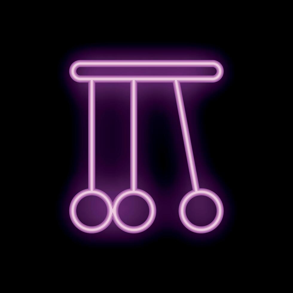 Neon sign representing newton cradle showing momentum and energy transfer vector