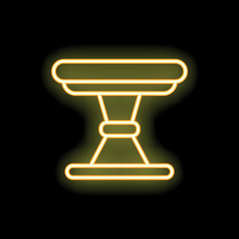 Neon yellow coffee table silhouette on black background vector