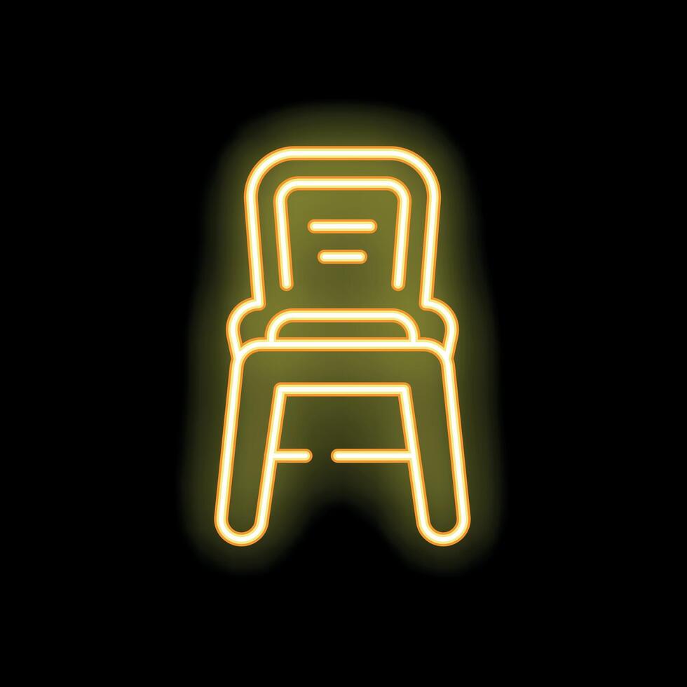 Glowing neon chair icon illustrating waiting room concept vector