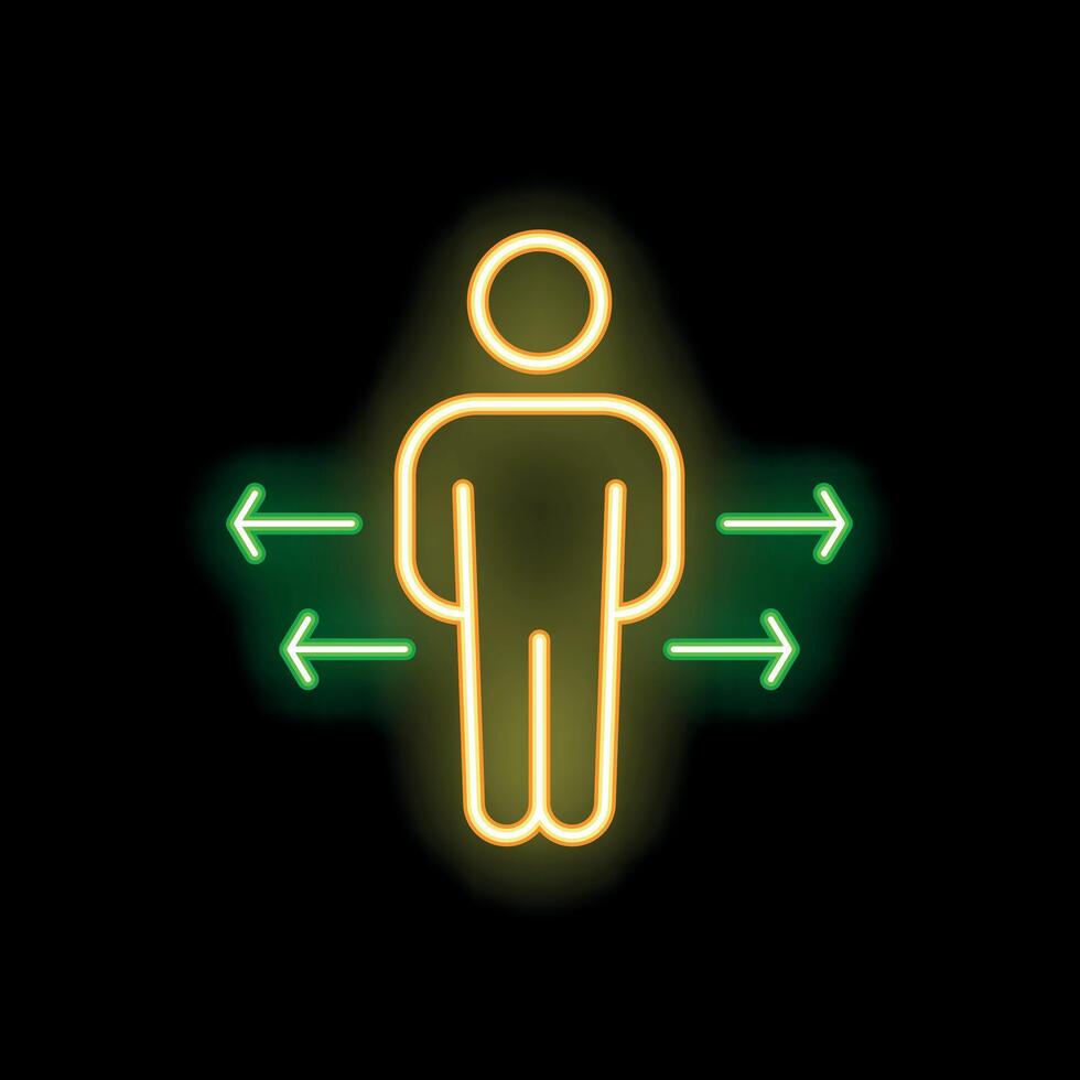 Neon sign representing a businessman choosing the right direction vector