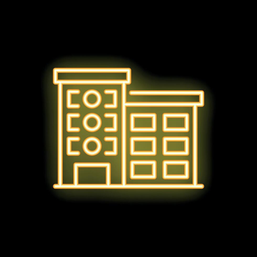 Yellow neon sign of a generic office building on a black background vector