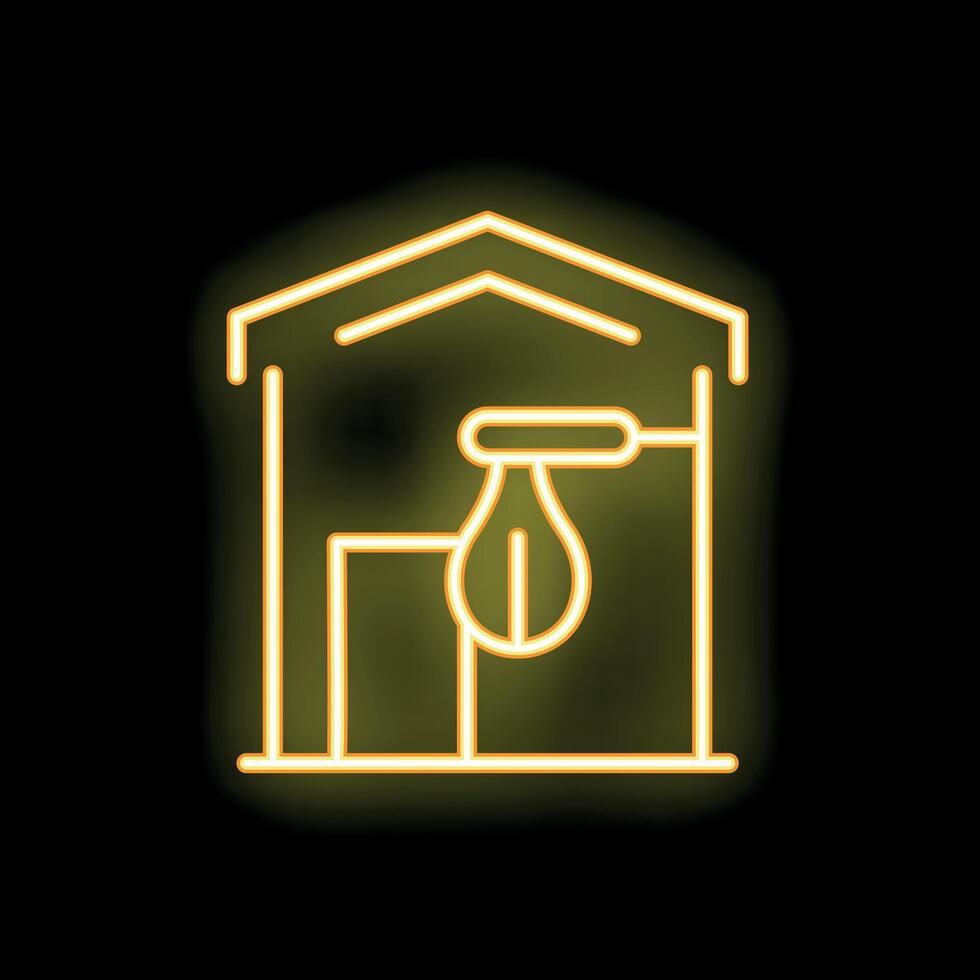 Neon sign of punching bag hanging in gym locker room vector