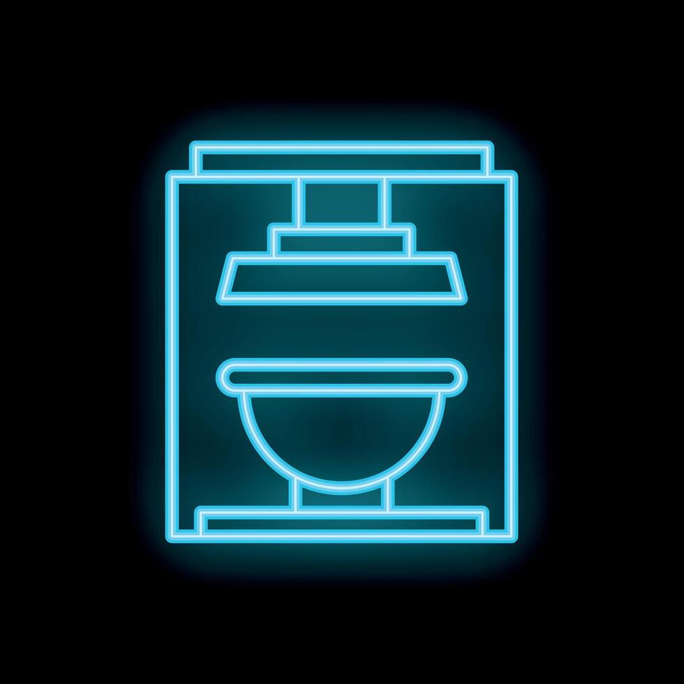 Neon icon of a 3d printer printing a bowl vector
