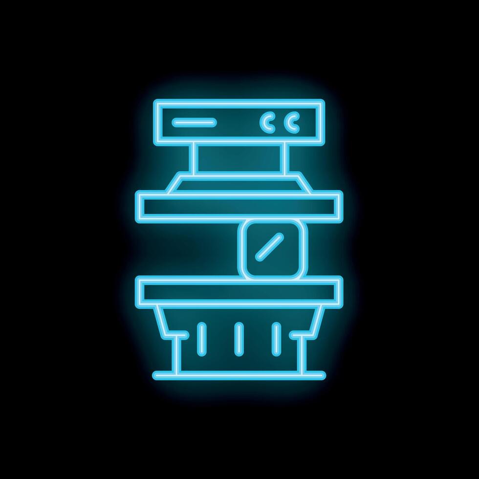 Glowing neon line coffee machine making fresh espresso using filter basket vector
