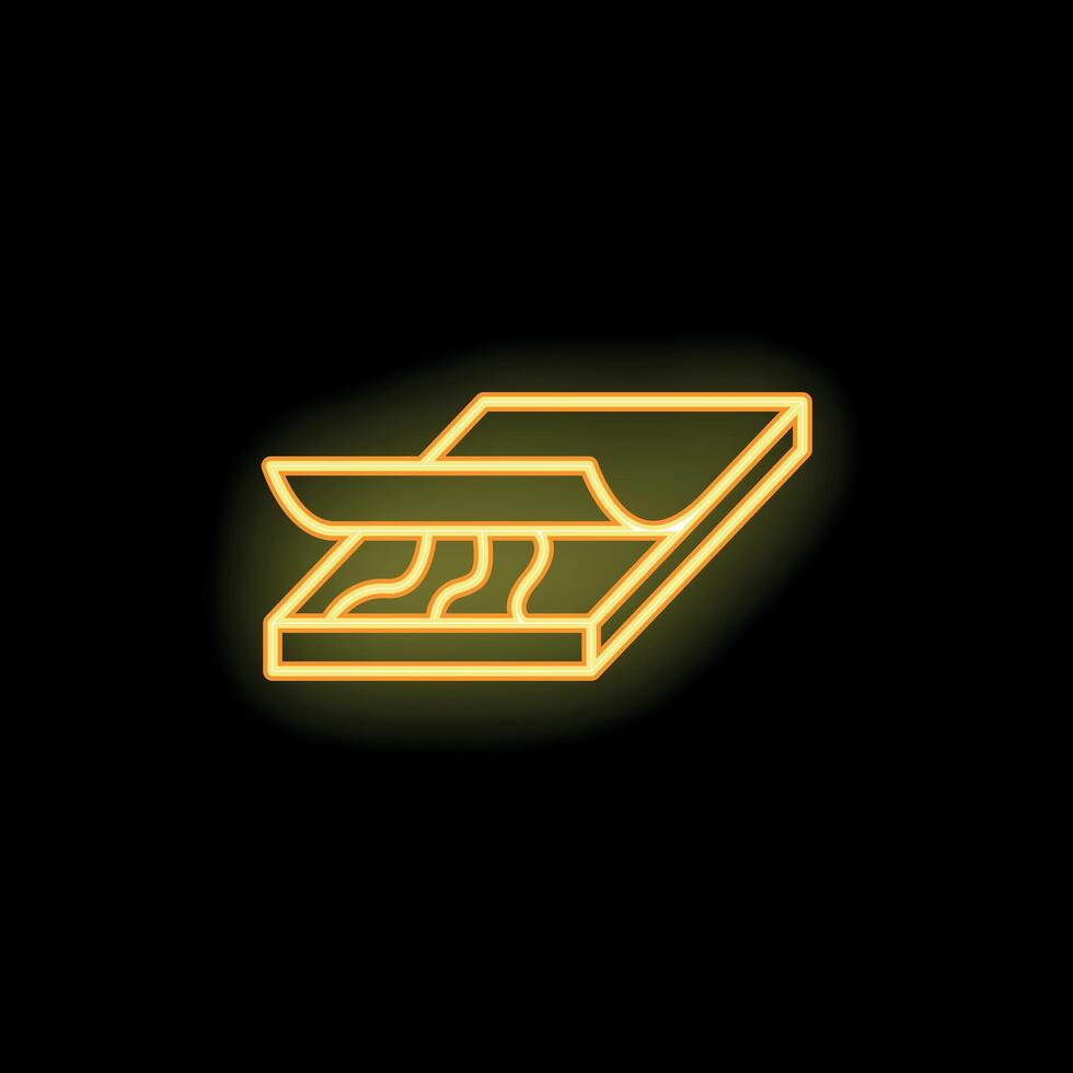 Yellow neon sign of underfloor heating system on a black background vector