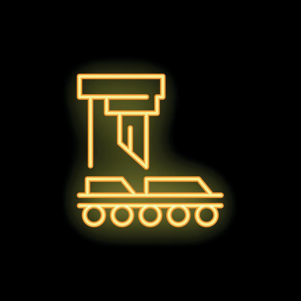 Neon guillotine icon glowing against black background vector