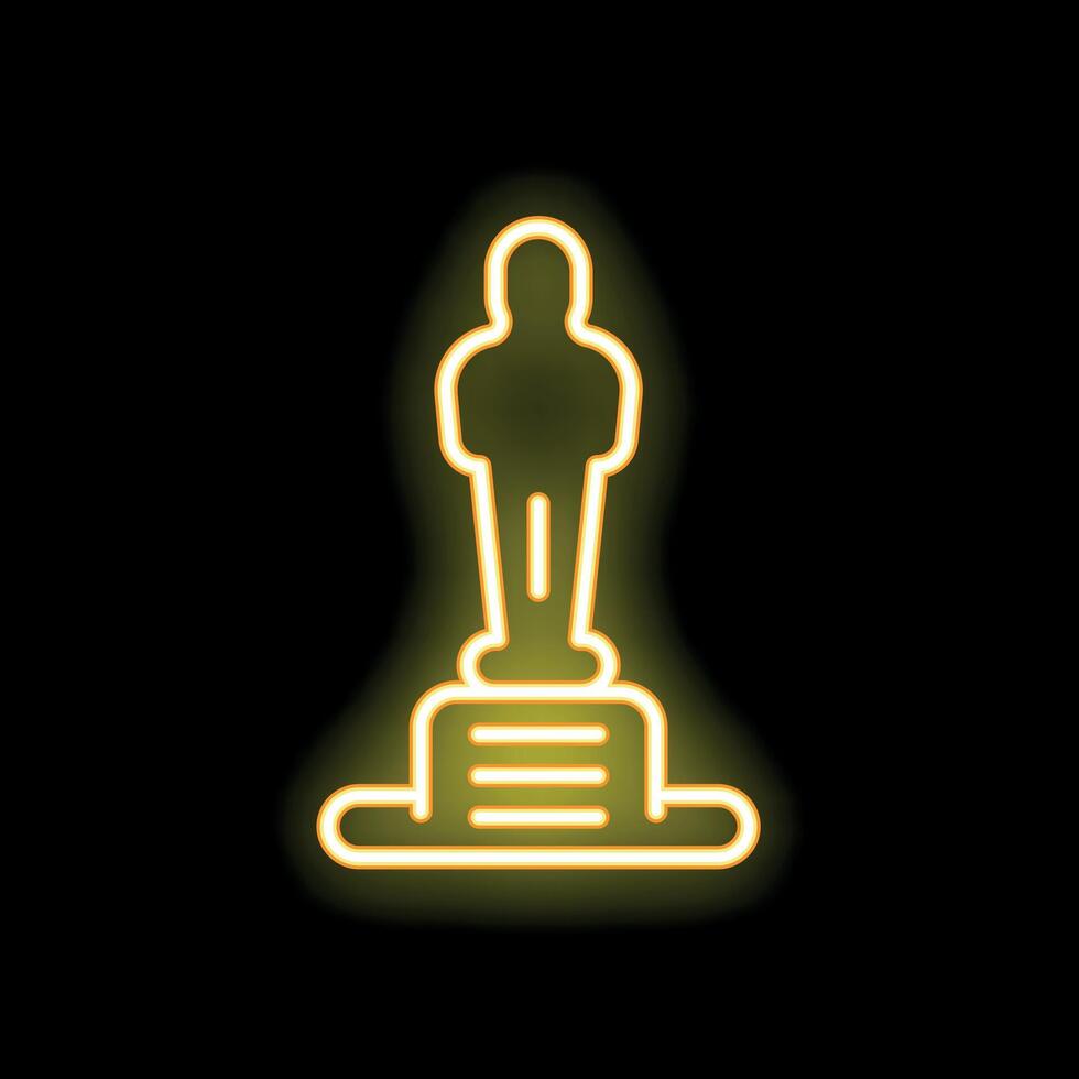 Neon icon of award statue shining on black background vector