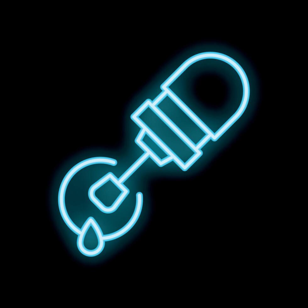 Neon sign of a rotary hammer drill with a drop of oil for construction and repair vector