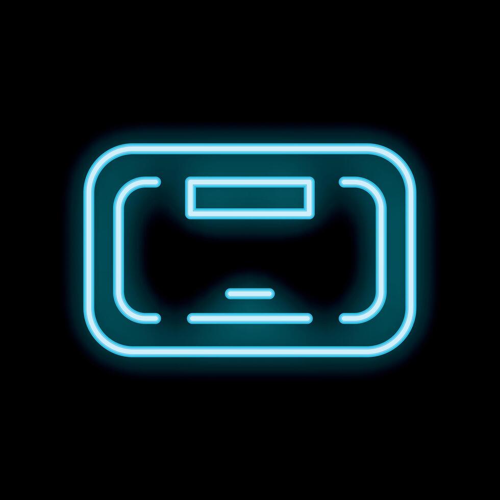 Blue neon sign showing a credit card on a black background vector