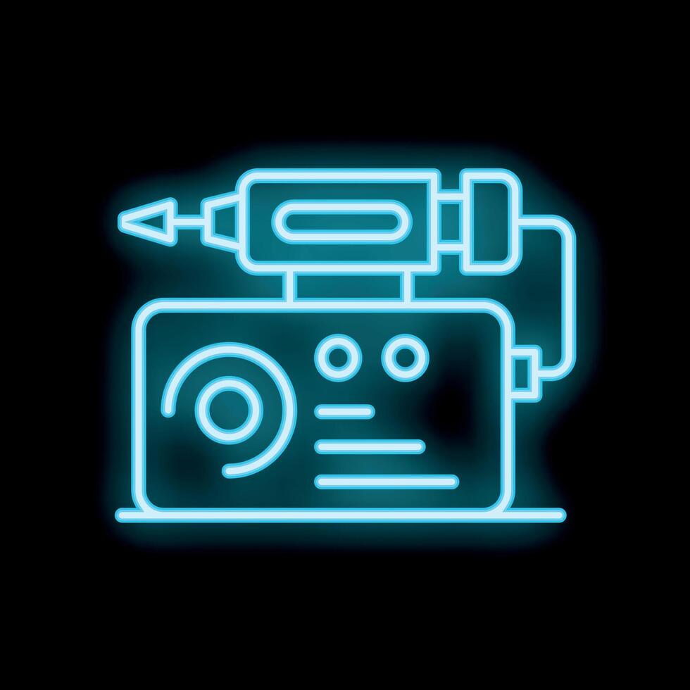 Neon icon of automatic machine for plasmapheresis donating blood procedure vector