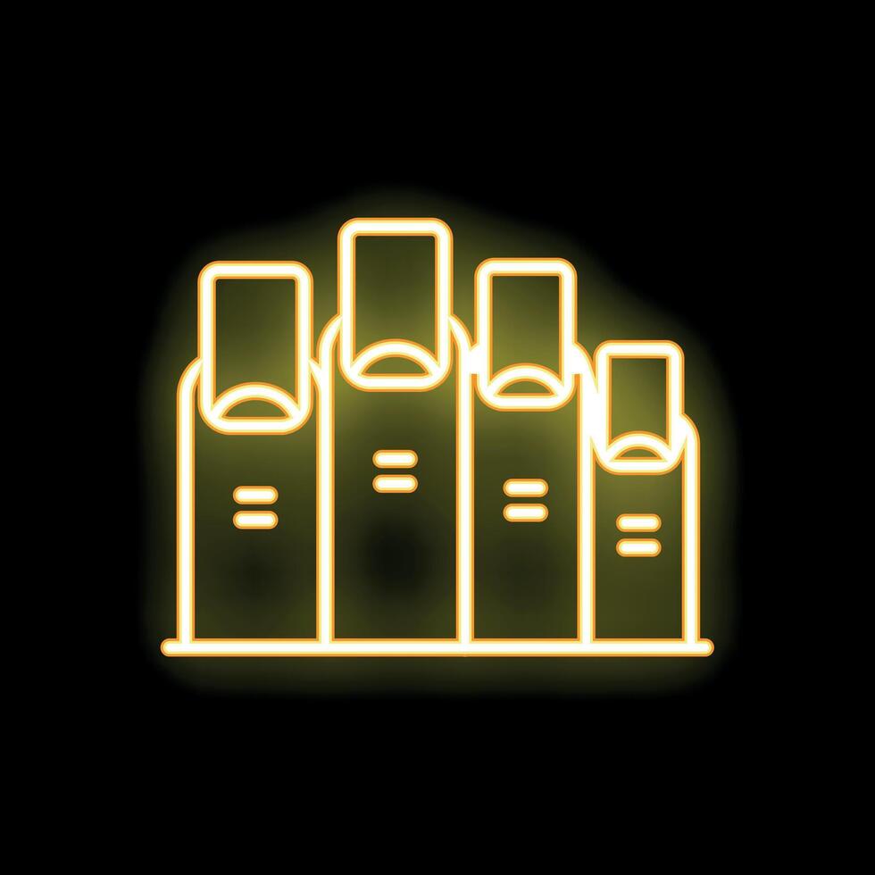Neon sign of fingers showing manicure on black background vector