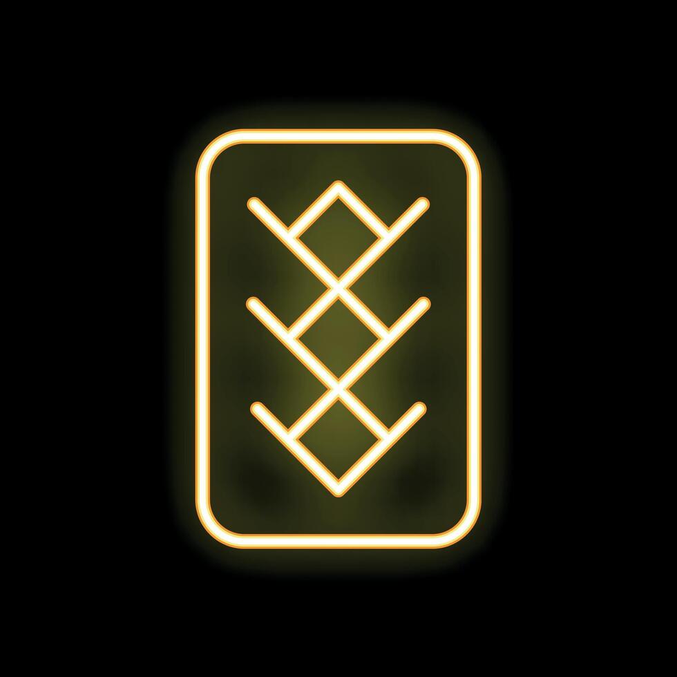 Glowing neon sign depicting scandinavian rune inguz on a black background vector