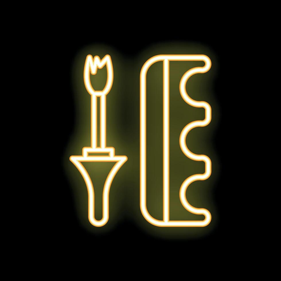 Neon sign showing car parts with gear stick and clutch pedal on black background vector