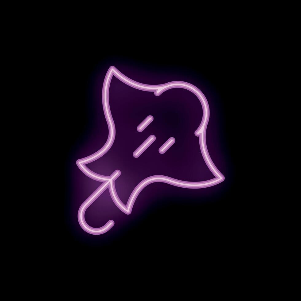 Neon icon of stingray swimming in violet light on black background vector