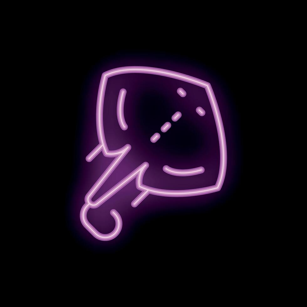 Bright pink neon sign showing a stingray on a black background vector