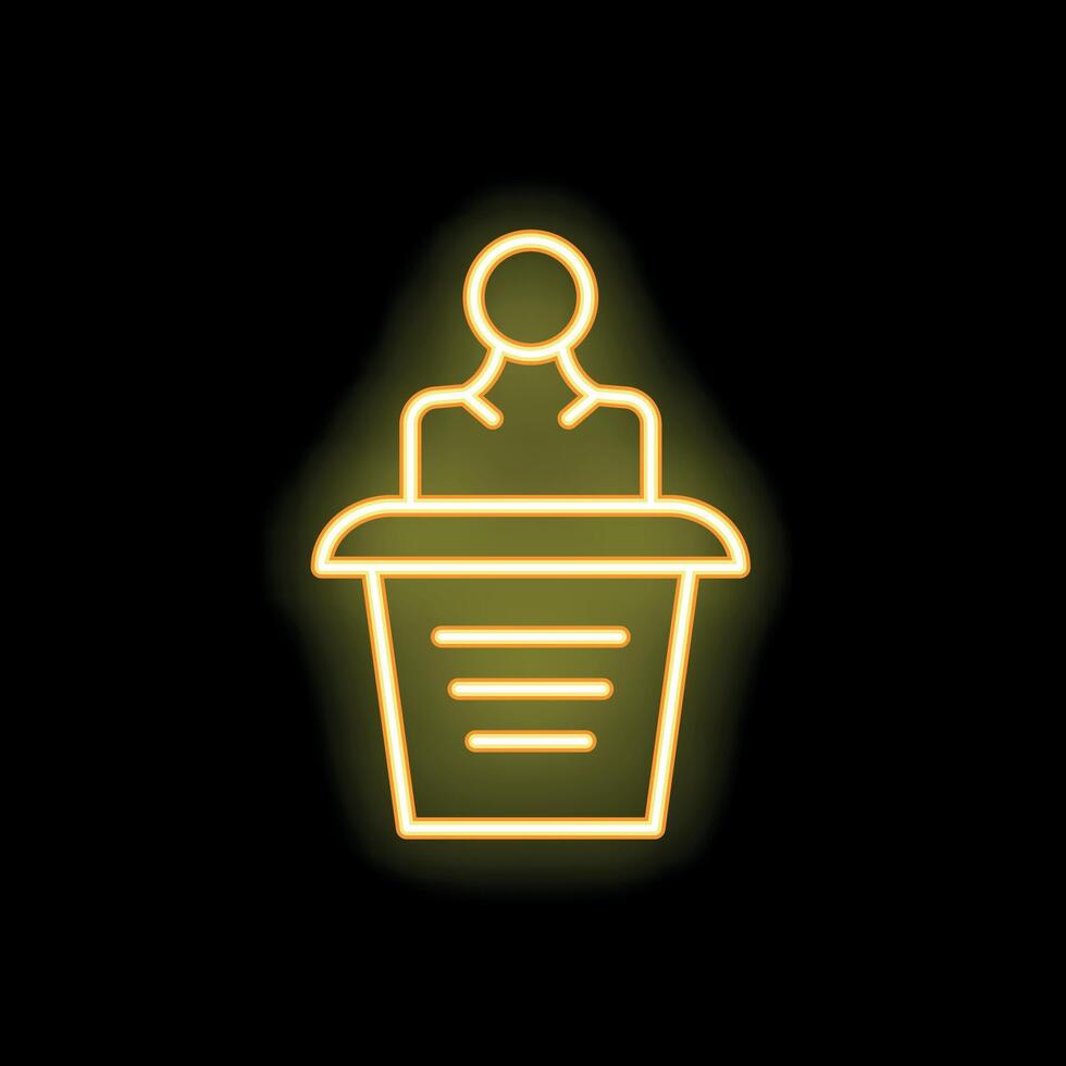 Neon sign depicting a person speaking at a podium vector
