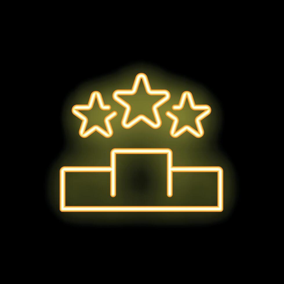 Neon sign representing a winners podium with stars for first, second and third place vector