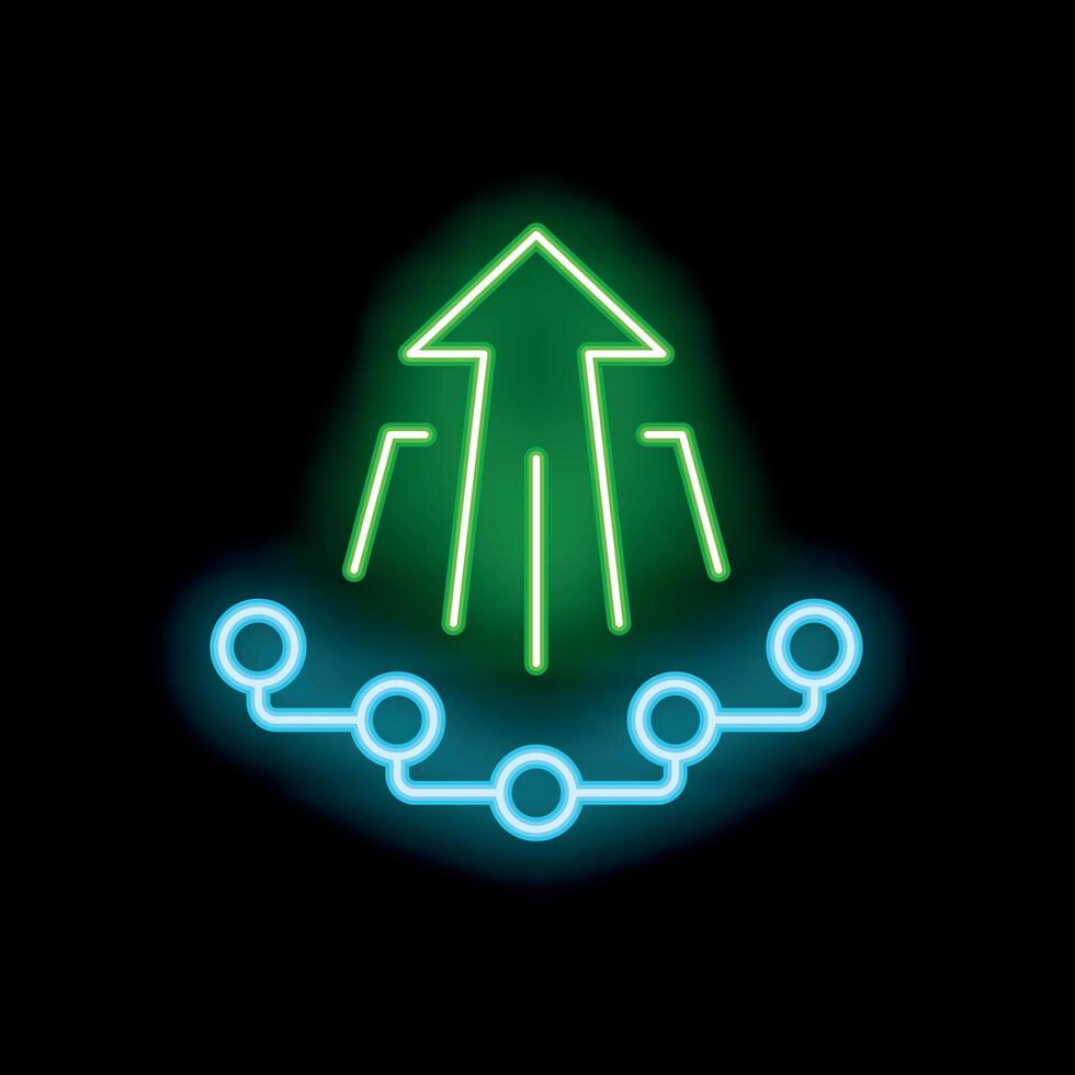 Neon sign showing big data analysis leading to growth vector