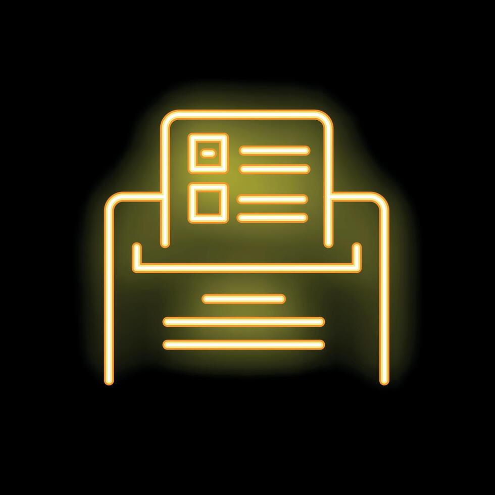 Neon icon of a printer printing a document with checkboxes vector