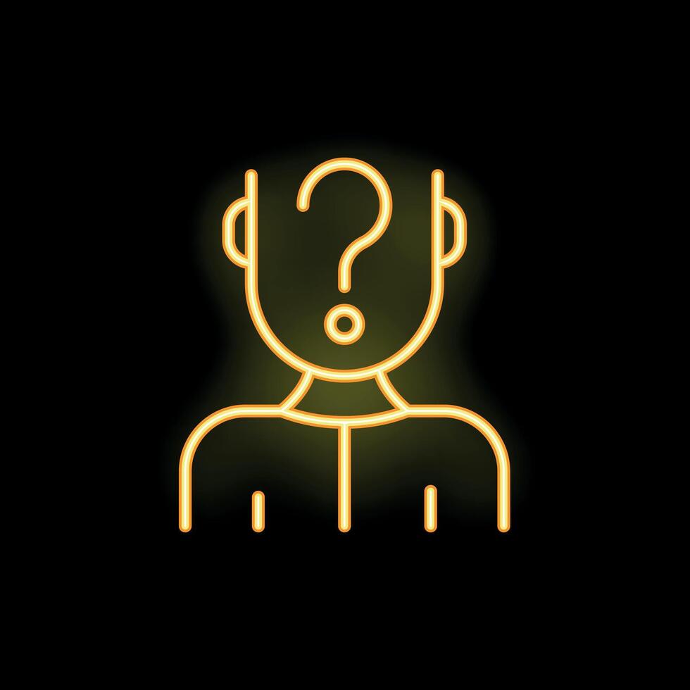 Neon style icon of a person thinking with question mark vector