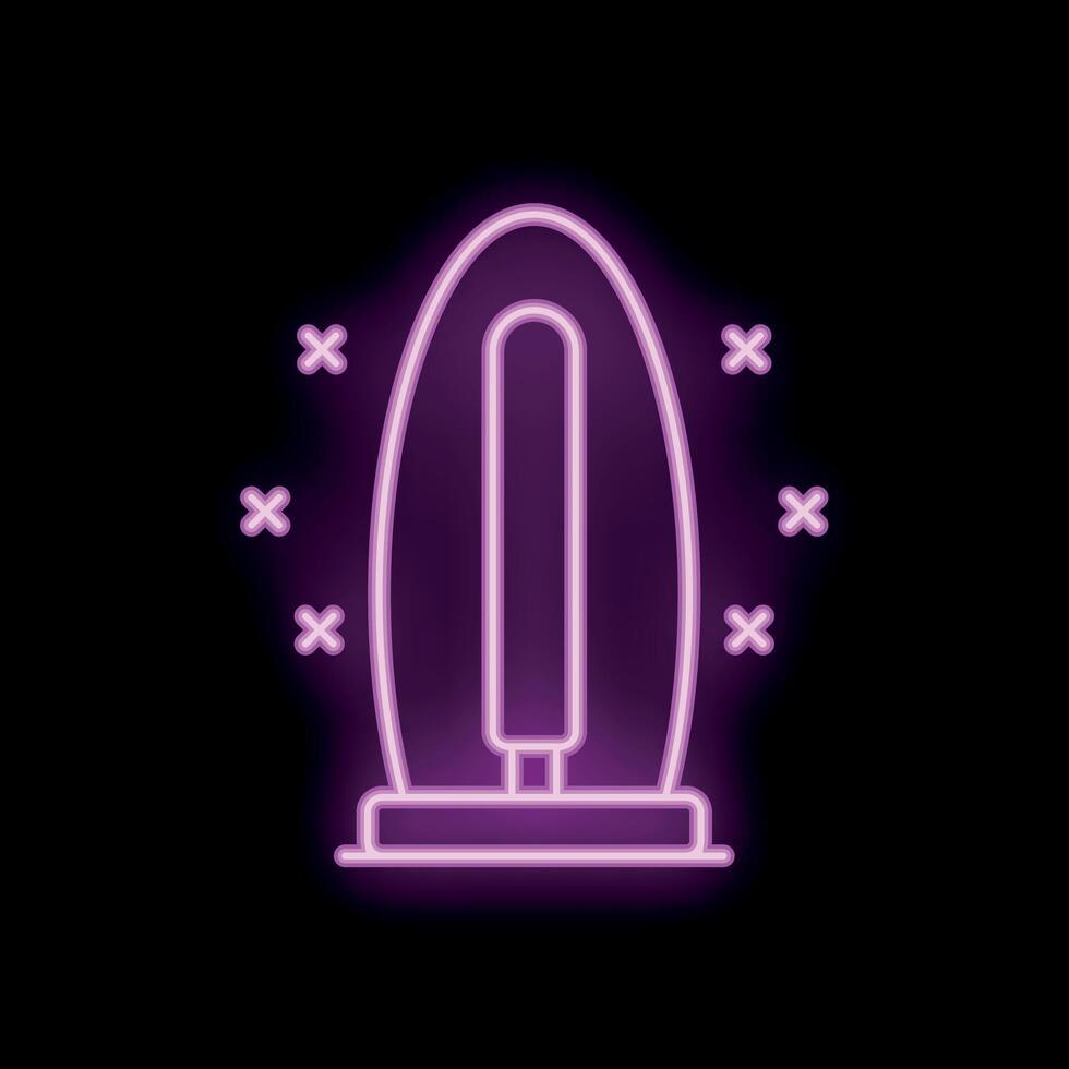 Neon icon of ultraviolet air purifier disinfection and sterilization lamp vector