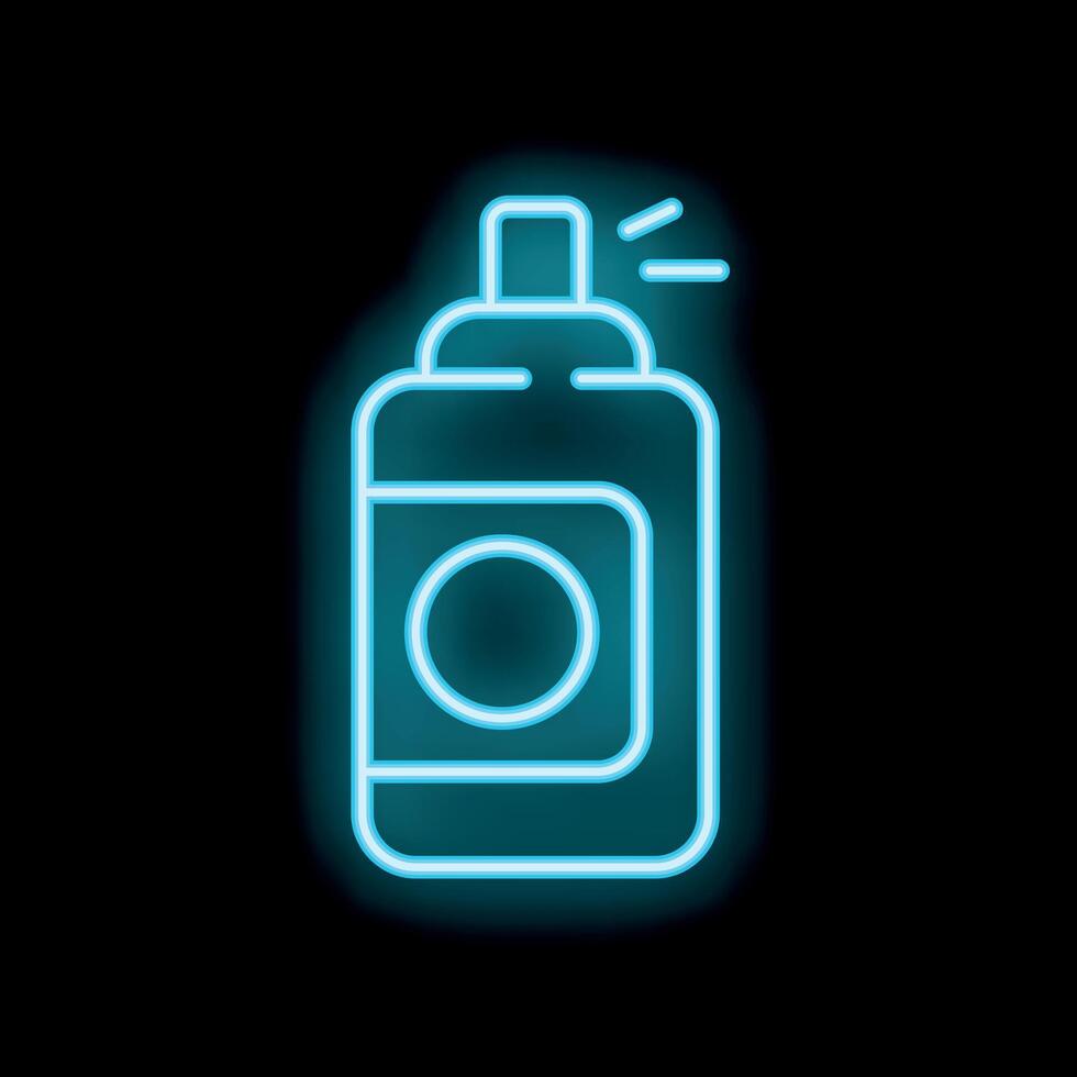 Neon spray paint can shining in blue light vector