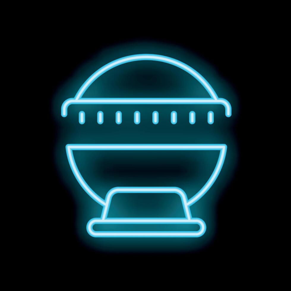 Neon sign of a concrete mixer for construction works vector