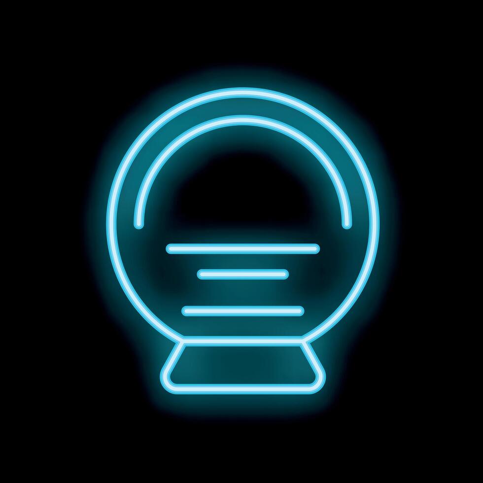 Neon sign depicting a crystal ball on black background vector