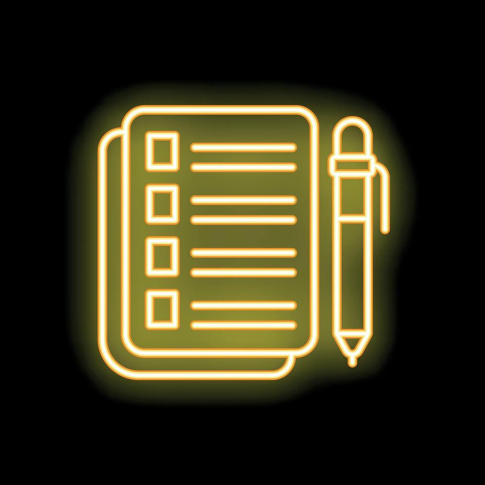 Neon yellow checklist icon representing completing tasks vector