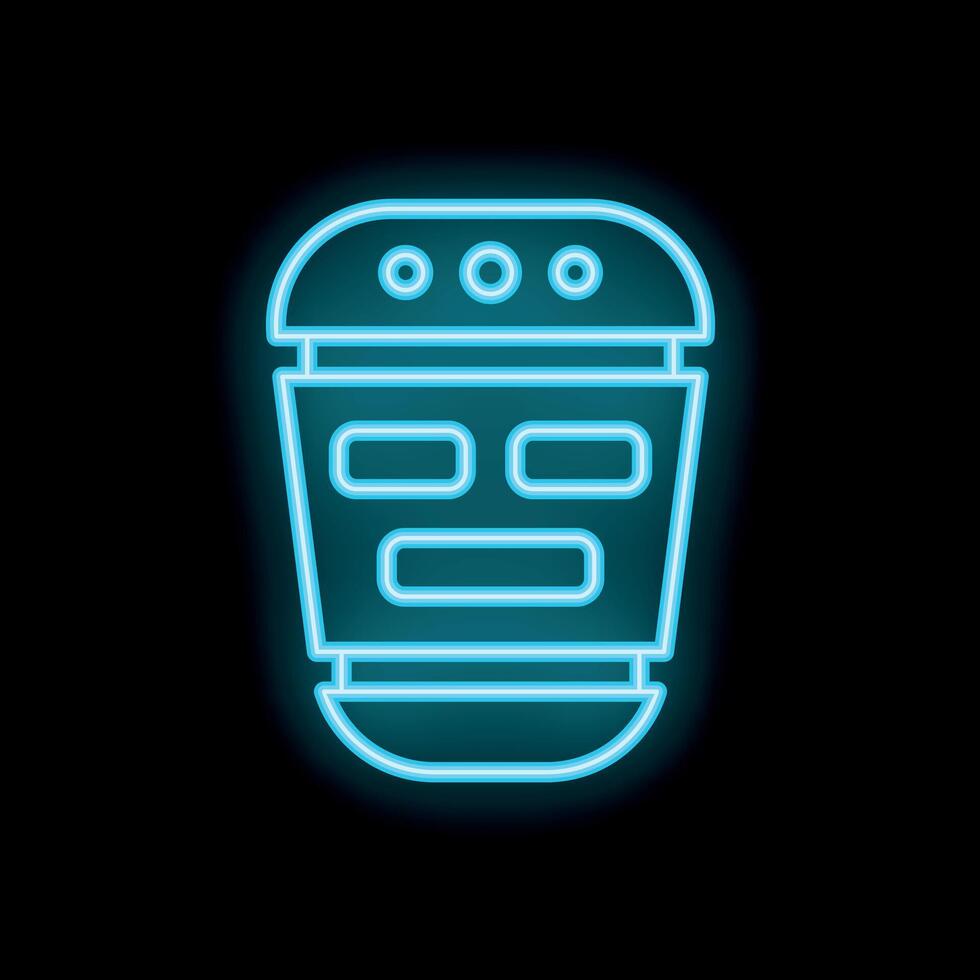 Blue neon sign icon of a smart speaker assistant device vector