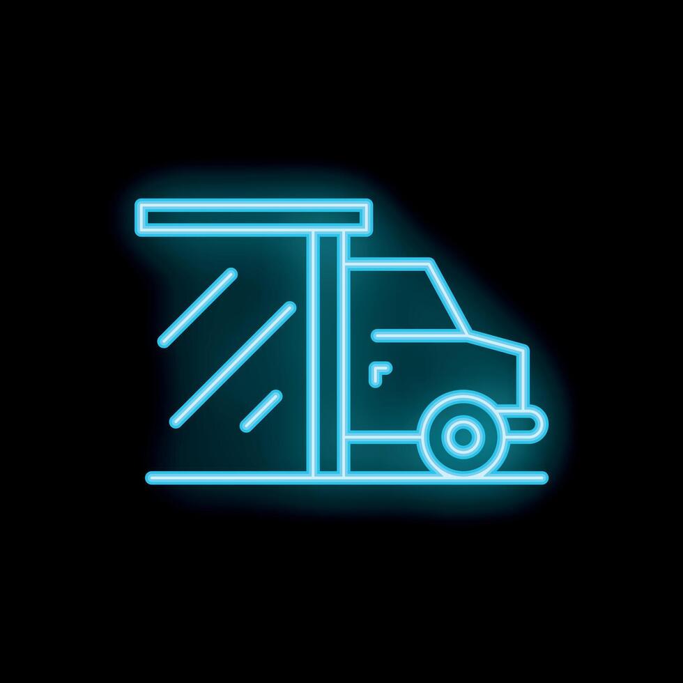 Neon sign of truck passing through toll booth vector