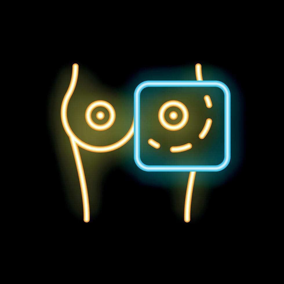 Neon sign representing a mammography scan for breast cancer awareness vector