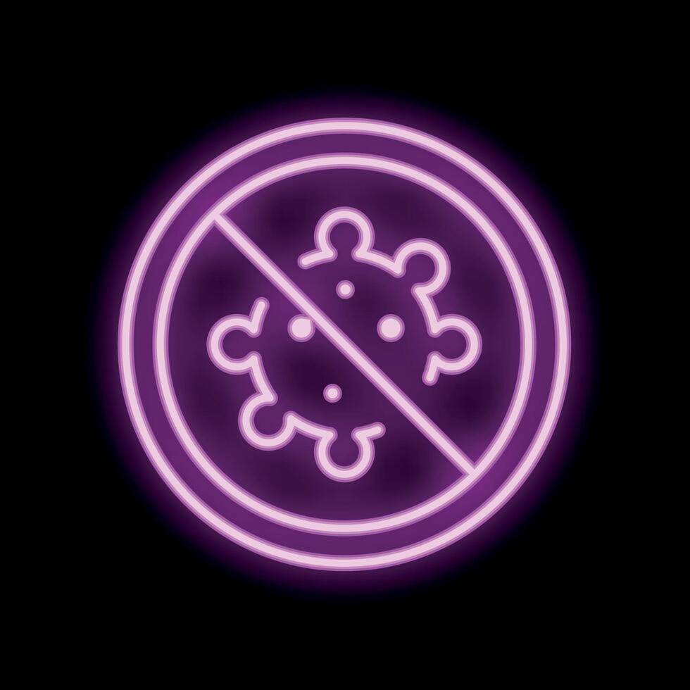 Neon sign showing stop coronavirus sign on black background vector