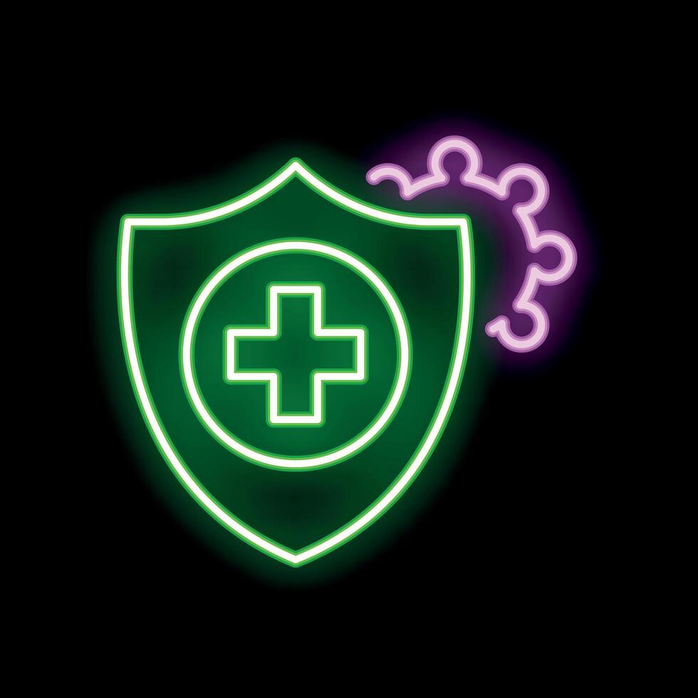 Neon medical shield protecting from virus bacteria infection vector